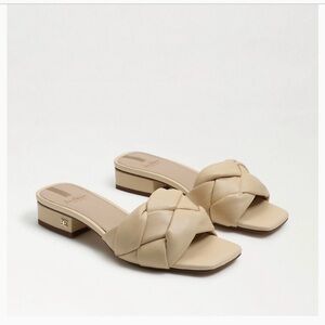SAM EDELMAN - Dawson Braided Block Heel Slide Sandals - Eggshell - size Us7